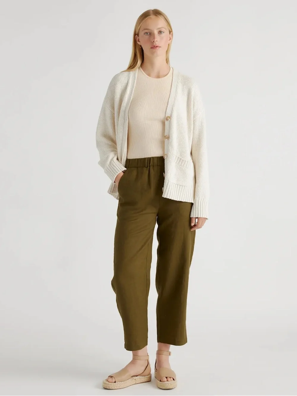 Quince Women's 100% European Linen Pants - 25 / Martini Olive / S